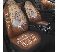 Fundas Asientos Coche White Horse Get In Sit Shut Up Hold On Funda Asientos Coches Universal Cubierta De Asiento De Coche Duraderas Protector De Asiento para Furgonetas SUV Automó 52X138 CM