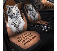 Fundas Asientos Coche White Tiger Get In Sit Shut Up Hold On Protector De Asiento Universal Cubierta De Asiento De Coche Resistente Funda Asientos Coches para Camión Automó Vehículo 52X138 CM