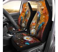 Fundas Asientos Delanteros Acuarela Colibrí Dorado Azul Mariposa Flores Universal Funda Accesorios Interior para Camiones para Mujeres Y Hombres 52X138 CM