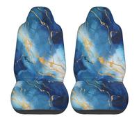 Fundas Asientos Delanteros Patrón De Textura Azul con Detalles Dorados 05 Montaje Sencillo Auto Seat Cover Front Impermeables Funda De Asiento De Automóvil para Camiones 52X138 Cm