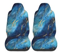 Fundas Asientos Delanteros Patrón De Textura Azul con Detalles Dorados 06 Montaje Sencillo Auto Seat Cover Front Universal Funda para Mujeres Y Hombres 52X138 Cm