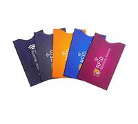 Fundas Bloqueo RFID, Paquete 5 Colores Protector Tarjeta crédito antirrobo RFID y NFC Los Soportes Seguridad Tarjetas sin Contacto evitan el Robo Identidad para crédito, Tarjetas débito, Pasaporte