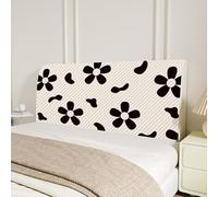 Fundas Cabeceros Flores Negras Funda Cabecero Poliéster Cabeceiras de Cama Estirable Funda para Cabecero Lavable Protector de Funda de Cabecera para Cabecero Cama 105 (para 100-130cm)