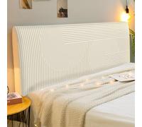 Fundas Cabeceros Rayas Beige Funda Cabecero Poliéster Cabeceiras De Cama Estirable para Lavable Protector Cabecera(C,Longitud 200cm (para190-210cm))