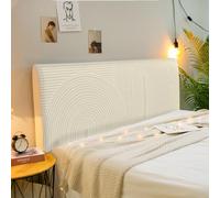 Fundas Cabeceros Rayas Blancas Caqui Funda Cabecero Poliéster Cabeceiras de Cama Estirable Funda para Cabecero Lavable Protector de Funda de Cabecera para Cabecero Cama 105 (para 100-130cm)