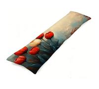 Fundas Cojines 150 x 50 cm Rojo Funda de Almohada Tulipán Almohada para Dormir de Lado, Lujoso Suave Terciopelo Cojines Impresión a Doble Cara Funda Almohadas Embarazada para Dormir de Lado J0-543