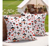 Fundas Cojines 25x25 cm, Juego de 2 Fundas de Almohada Víspera de Todos los Santos, Cuadrados Decorativos Cojines Sofá en Lino, Amar Cojin Exterior Impermeable para Exterior Jardín, Regalo 3Z-602
