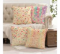 Fundas Cojines 30x30 cm 4 Piezas, Colorido Fundas de Cojines Exterior Impermeable de Felpa Corta, Cuadradas Cojin Sofa con Cremallera Oculta para Silla Cama Sala de Estar Dormitorio Amar L-G82