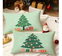 Fundas Cojines 30x50 cm Cojines Exterior Juego De 2 Funda Cojin Verde Funda Almohada Terciopelo Doble Cara Patrón Cushion Covers para Sala de Estar Sofá Dormitorio Cama Decorativos, Árbol 3m-912