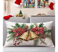 Fundas Cojines 30x50 cm Juego De 1 Cojines Exterior Navidad Funda Cojin Campana Impermeable Lino Funda Almohada Doble Cara Impresión Cushion Covers para Jardín Patio Coche Navidad Decorativos 3s-396