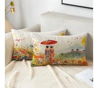 Fundas Cojines 30x50 cm Juego De 2 Cojines Exterior Japón Funda Cojin Vistoso Impermeable Terciopelo Funda Almohada Doble Cara Impresión Cushion Covers para Jardín Camping Patio Terraza Coche 2s-690