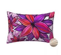Fundas Cojines 30x50 cm, Juego de 2 Funda Cojin Morado Decorativos Funda de Almohada de Lino, Fundas de Cojines Flores con Cremallera Oculta para Sofá Silla Cama Salón Jardín -TER397
