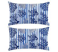 Fundas Cojines 30x50 cm, Juego de 2 Fundas de Cojines Decorativas de Lino, Coral azul Funda Cojin, Cojin para Sofa Rectangular, para Sala de Estar Sofás Camas Sillas Dormitorio Jardín Coche k-282