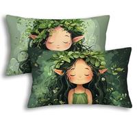 Fundas Cojines 30x50 Juego de 2 Fundas de Cojines Verde para Decoracion Hogar, Funda Almohada Elfos Rectangulares de Terciopelo, Funda de Almohada para Sofá Cama Salón Dormitorio Oficina Coche -1597