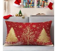 Fundas Cojines 30x60 cm Juego De 1 Cojines Exterior Rojo Funda Cojin Invierno Impermeable Lino Funda Almohada Doble Cara Impresión Cushion Covers para Jardín Patio Coche Navidad Decorativos 3s-100