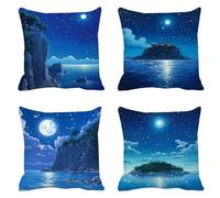 Fundas Cojines 35x35 Azul Juego de 4 Cojines Exterior, Terciopelo Funda Cojin Cuadradas Cojín Exterior Impermeable con Cremallera Funda de Almohada Decor Coche, Silla, Jardin Cielo Estrellado T-407