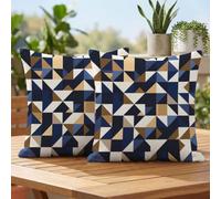 Fundas Cojines 35x35 cm Geométrico Cojines Sofa Juego De 2 Exterior Impermeable Funda Cojin Marina de Guerra Lino Cushion Covers con Cremallera Invisible, Decorativos Jardin Terraza Patio 2h-494