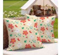 Fundas Cojines 35x35 cm, Juego de 2 Fundas de Almohada Amarillo pálido, Cuadrados Decorativos Cojines Sofá en Lino, Flor Cojin Exterior Impermeable para Exterior Terraza Patio Jardín, Regalo 3Z-591