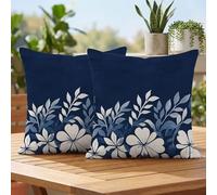 Fundas Cojines 35x35 cm Marina de guerra Cojines Sofa Juego De 2 Exterior Impermeable Funda Cojin Flor Lino Cushion Covers con Cremallera Invisible, Modernas Decorativos Jardin Terraza Patio 2h-276