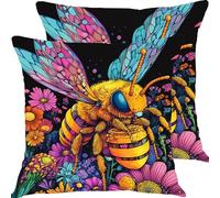 Fundas Cojines 35x35cm Abejas De Colores Juego de 2 Piezas Funda Cojin Exterior Impermeable Cojines Sofa Fundas, Almohadas Jardin Cama Cremallera Oculta de Decorativos Almohada Pillow Case X7JJ-70