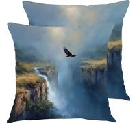 Fundas Cojines 35x35cm Eagle Falls Juego de 2 Piezas Funda Cojin Exterior Impermeable Cojines Sofa Fundas, Almohadas Jardin Cama Cremallera Oculta de Decorativos Almohada Pillow Case X7JJ-963