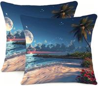 Fundas Cojines 35x35cm Playa De La Luna Juego de 2 Piezas Funda Cojin Exterior Impermeable Cojines Sofa Fundas, Almohadas Jardin Cama Cremallera Oculta de Decorativos Almohada Pillow Case BL7R-974