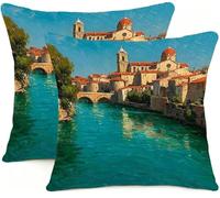Fundas Cojines 40x40cm Ciudad del Agua Venecia Juego de 2 Piezas Funda Cojin Exterior Impermeable Cojines Sofa Fundas, Almohadas Jardin Cama de Decorativos Almohada Pillow Case BL7R-834