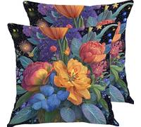 Fundas Cojines 40x40cm Color De Las Flores Juego de 2 Piezas Funda Cojin Exterior Impermeable Cojines Sofa Fundas, Almohadas Jardin Cama Cremallera Oculta de Decorativos Almohada Pillow Case X7JJ-329
