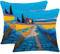 Fundas Cojines 40x40cm Paisaje Pastoral Juego de 2 Piezas Funda Cojin Exterior Impermeable Cojines Sofa Fundas, Almohadas Jardin Cama Cremallera Oculta de Decorativos Almohada Pillow Case BL7R-860