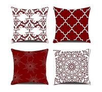 Fundas Cojines 40x40cm Terciopelo 4 piezas Funda de almohada suave con doble impresión Fundas de cojín decorativa cuadrada para sofá Silla Patio Jardín Blench Sala de estar Coche Decoración del hogar