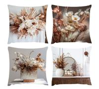 Fundas Cojines 40x40cmJuego Jardín Exterior 4 Impermeables Funda Lino Cojines Decoracion Estilo Pastoral Floral, for Sala Sofá Silla Cama Dormitorio Decoración Hogar Oficina Balcón Regalo Verano s-255