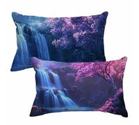 Fundas Cojines 40x60 cm Cojines Exterior Juego De 2 Funda Cojin Púrpura Funda Almohada Lino Doble Cara Patrón Cushion Covers para Sofá Dormitorio Cama Oficina Balcones Otoño Decorativos, Caer 2m-620