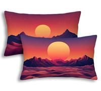 Fundas Cojines 40x60 Juego de 2 Fundas de Cojines Sol para Decoracion Hogar, Funda Almohada Paisaje Rectangulares de Terciopelo, Funda de Almohada para Sofá Cama Salón Dormitorio Oficina Coche -1491