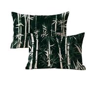 Fundas Cojines 40x70 Bambú Patrón Diseño Impermeable Cojines Sofa, Verde Terciopelo Rectangular Funda Cojin, 2 Piezas, con Cremallera Invisible, Hogar Exterior Jardin Decorativas Funda Cojin D-499