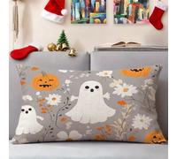 Fundas Cojines 40x70 cm Juego De 1 Cojines Exterior Gris Funda Cojin Halloween Impermeable Lino Funda Almohada Doble Cara Impresión Cushion Covers para Jardín Patio Coche Navidad Decorativos 3s-786