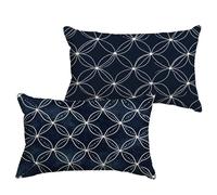 Fundas Cojines 40x70 cm Marina de Guerra Cojin Rectangular Impermeable Lino Abstracto Fundas para Almohadas con Cremallera Oculta, Sofá Patio Jardín Primavera Verano de Regalo, Juego de 2 1B-136