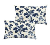 Fundas Cojines 40x70 cm Marina de guerra Cojin Rectangular Impermeable Terciopelo Planta Fundas para Almohadas con Cremallera Oculta, Sofá Patio Jardín Primavera Verano de Regalo, Juego de 2 1B-728