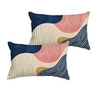 Fundas Cojines 40x80 cm Marina de guerra Cojin Rectangular Impermeable Lino Rosa Fundas para Almohadas con Cremallera Oculta, Sofá Patio Jardín Terraza Primavera Verano de Regalo, Juego de 2 1B-754