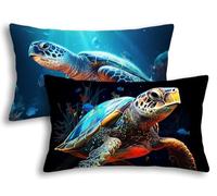 Fundas Cojines 40x80 Juego de 2 Fundas de Cojines Animal para Decoracion Hogar, Funda Almohada Tortuga Marina Rectangulares de Terciopelo, Funda de Almohada para Sofá Salón Dormitorio Oficina -1809