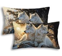 Fundas Cojines 40x80 Juego de 2 Fundas de Cojines Lobo para Decoracion Hogar, Funda Almohada Animal Rectangulares de Terciopelo, Funda de Almohada para Sofá Cama Salón Dormitorio Oficina Coche -2026