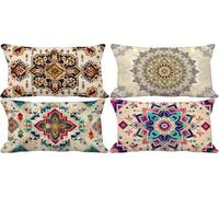 Fundas Cojines 40x80 Juego de 4 Beige Cojines Exterior Suave Cushion Covers Bohemia Diseño Estampado con Cremallera Invisible para Verano Otoño Exterior Jardín Patio Coche Decorativos Regalo g21-92