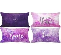 Fundas Cojines 40x80 Juego de 4 Púrpura Cojines Exterior Suave Cushion Covers Carta Diseño Estampado con Cremallera Invisible para Verano Otoño Exterior Jardín Patio Coche Decorativos Regalo g21-46