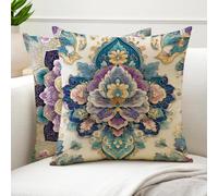 Fundas Cojines 45x45 Cojines Exterior Flor Juego de 2 Impermea Terciopelo Estampado Mandala Fundas de Almohada Decorativa Boho Cojín Cubierta para Decoracion Salon, Dormitorio, Sofá, Silla,Cama G6-921