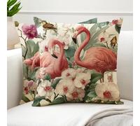 Fundas Cojines 45x45 Cojines Exterior Rosa Juego de 2 Impermea Lino Estampado Grúa Fundas de Almohada Decorativa Boho Cojín Cubierta para Cuadros Decoracion Salon Modernos, Dormitorio,Sofá,Cama G6-925