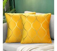 Fundas Cojines 45x45 Funda Cojin 45 x 45 Amarillo Juego de 2 Fundas de Cojines 45x45 Terciopelo Decorativo Fundas de Almohada Suave Cojines Decorativos Cuadrados para Sofá Dormitorio Sala de Estar