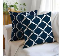 Fundas Cojines 45x45cm 2 Piezas,Blanco Cojines Exterior Europa del Norte Funda Cojin Impermeabile,Cushion Covers Cuadradas de Lino Impresión a Doble Cara para Sofá Dormitorio Jardín Decoración JX-824