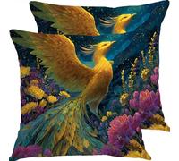 Fundas Cojines 45x45cm Amarillo FéNix Juego de 2 Piezas Funda Cojin Exterior Impermeable Cojines Sofa Fundas, Almohadas Jardin Cama Cremallera Oculta de Decorativos Almohada Pillow Case X7JJ-176