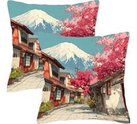 Fundas Cojines 45x45cm Juego de 2 Flores De Cerezo Del Monte Fuji Funda de Cojín Impermeable Para Exteriores Funda Sofá Cojín Decorativo Cuadrado Cojines, Para Hogar Decoracion Cushion Covers L7JT-205