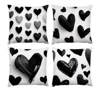 Fundas Cojines 50 x 50 Juego de 4 Fundas de Cojín de Terciopelo Cojines de Sofá Modernos Amor en blanco y negro Funda Cojin de Sofá de Dormitorio Funda de Almohada para Exteriores Decor Pillow a-236