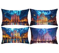 Fundas Cojines 50x100cm, Juego de 4 Fundas de Cojines Decorativas de Terciopelo, Catedral de cien flores Funda Cojin, Cojin para Sofa Rectangular, para Sala de Estar Sofás Camas Sillas Dormitorio u-35